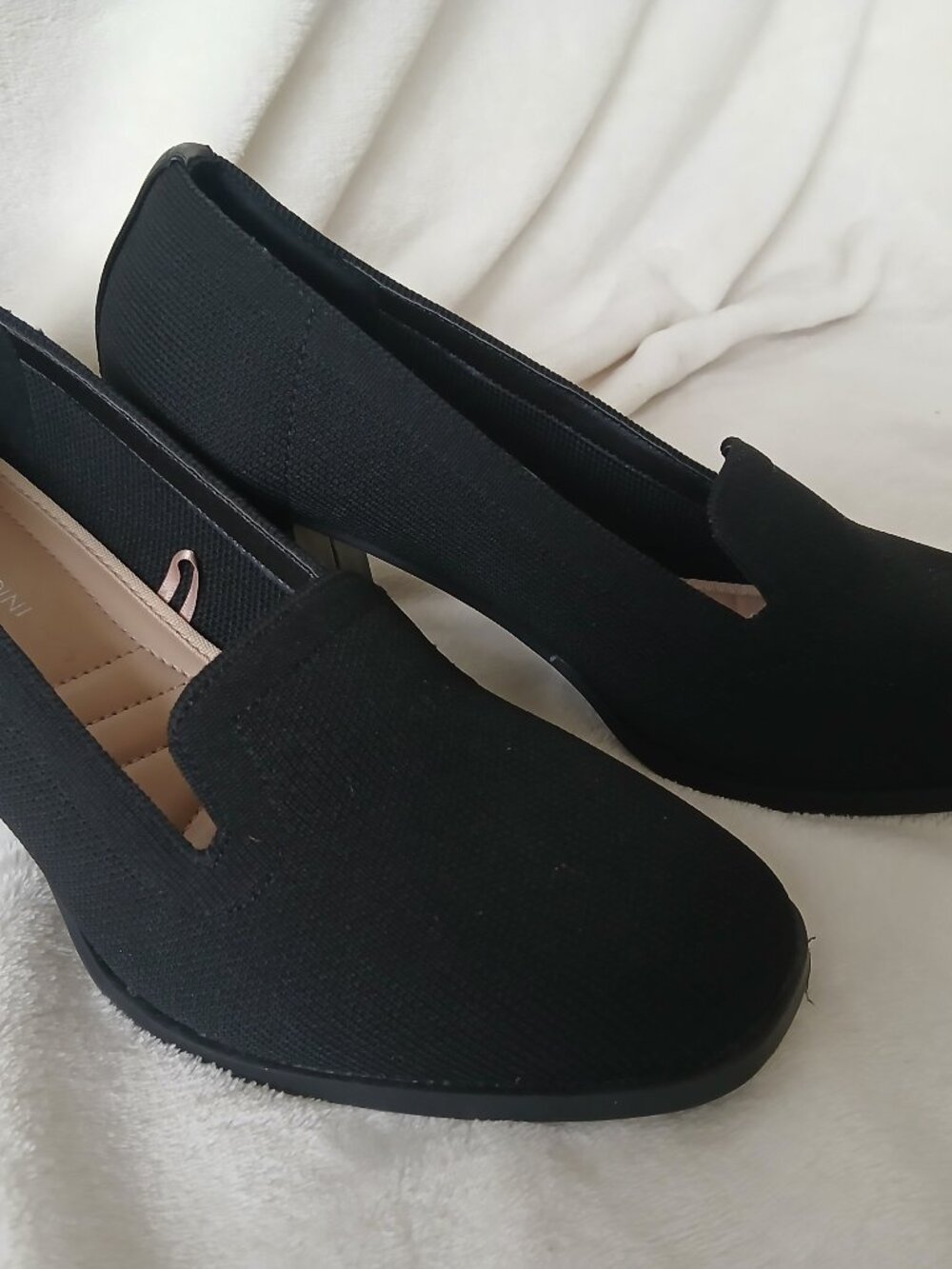 Adrienne Vittadini Brittany Sz 9M Blk Pumps Block Heel Cushioned Heel Knit Upper